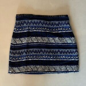 Zara Blue Pattern Mini Skirt